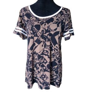 Lularoe Women's S Brown & Black Short Sleeve Floral T-Shirt